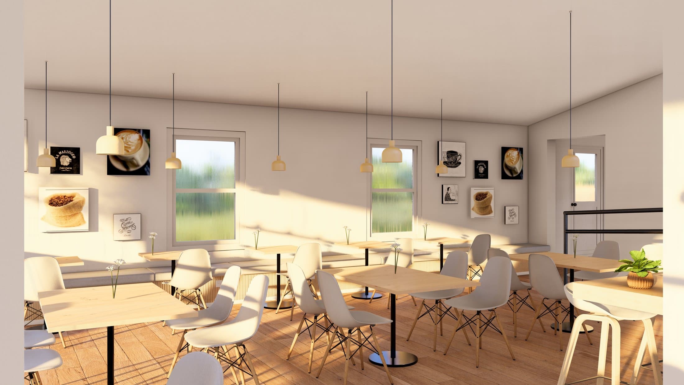 Rendering of the new Kynda Coffee lounge seating