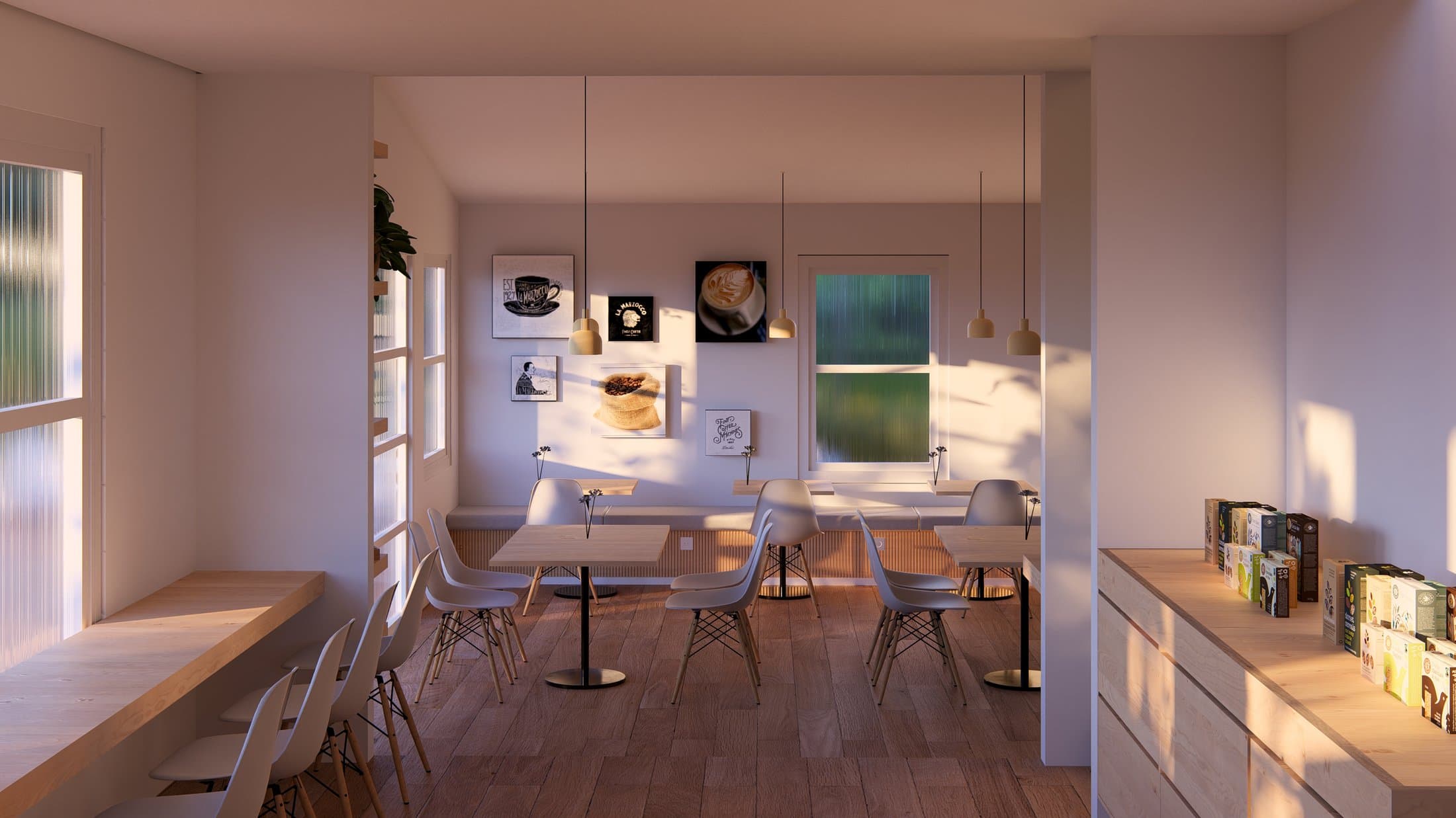 Rendering of the new Kynda Coffee lounge and retail bar